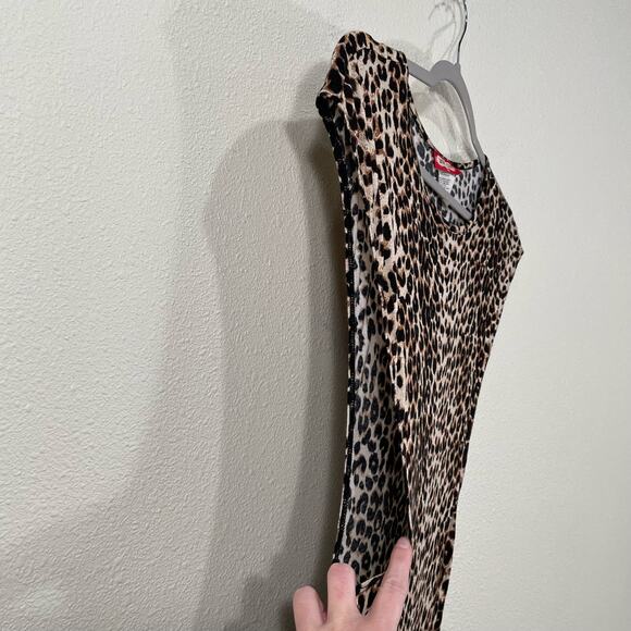 Leopard Print Bodycon Dress Side Slit Lightweight Mall Goth Gyaru McBling Y2k S - Picture 3 of 6